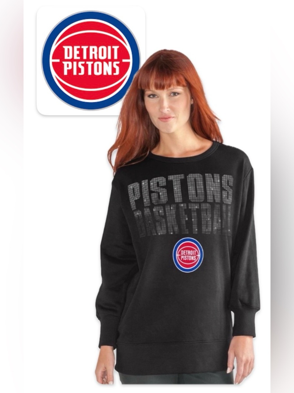 NWT [G-III] Detroit Pistons NBA Bling Long Sleeve Sweatshirt Women’s 2XL